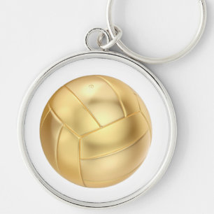 Golden volleyball or football ball key ring