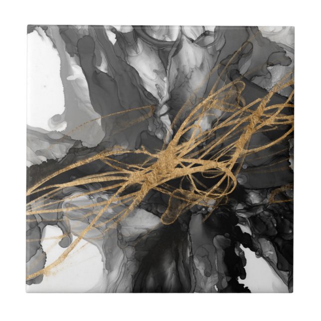 Golden Vortex I Ceramic Tile (Front)