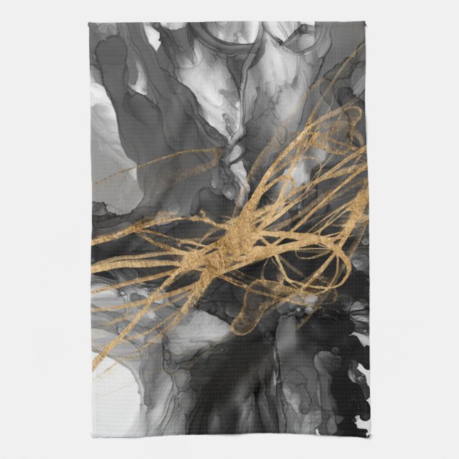 Golden Vortex I Tea Towel (Vertical)