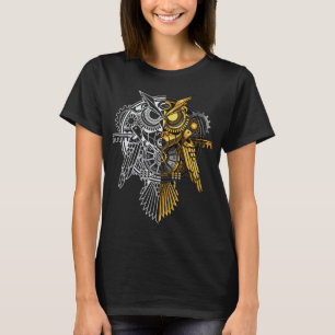 Golden Vs White Owl Illustration T-Shirt