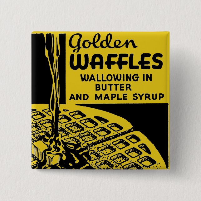 Golden Waffles Breakfast 15 Cm Square Badge (Front)