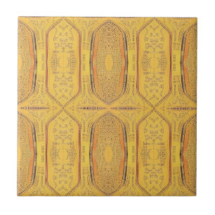 Golden warm geometric design etchings kitty voices ceramic tile
