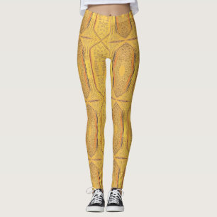 Golden warm geometric design etchings kitty voices leggings
