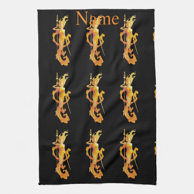 Golden Warrior Goddess Thunder_Cove  Tea Towel (Vertical)