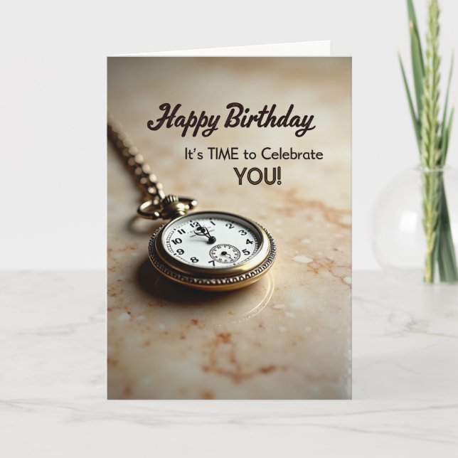 Golden Watch Birthday Card (Front)