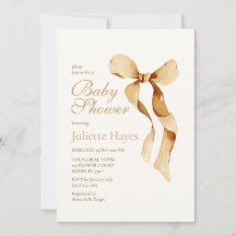 Golden Watercolor Bow Elegant Baby Shower