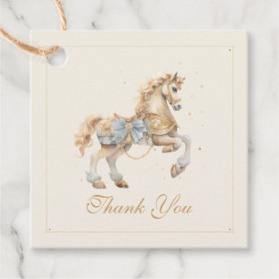 Golden Watercolor Carousel Horse Baby Shower Thank Favour Tags