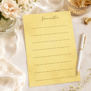 Golden Watercolor Lined Stationery