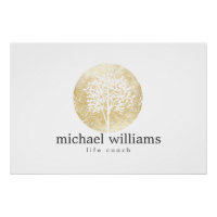 Golden Watercolor Tree Life Coach Logo