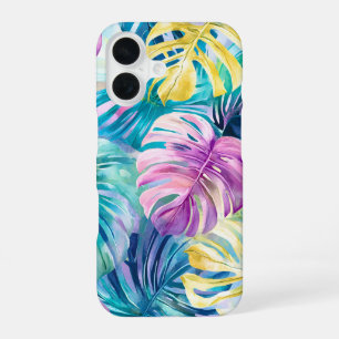 Golden Watercolor Tropical Leaves Paradise iPhone 16 Case