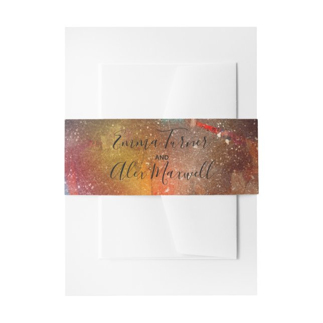 Golden Watercolour | Wedding Invitation Belly Band (Front Example)