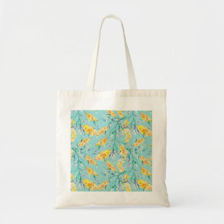 Golden Wattle Branch in Blue Tote Bag