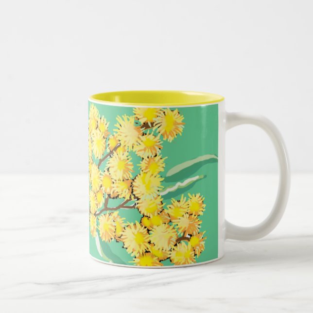 Golden wattle - symbol of Australia Two-Tone Coffee Mug (Right)