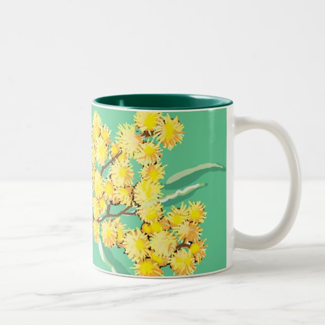 Golden wattle symbol of Australia Two-Tone Coffee Mug (Right)