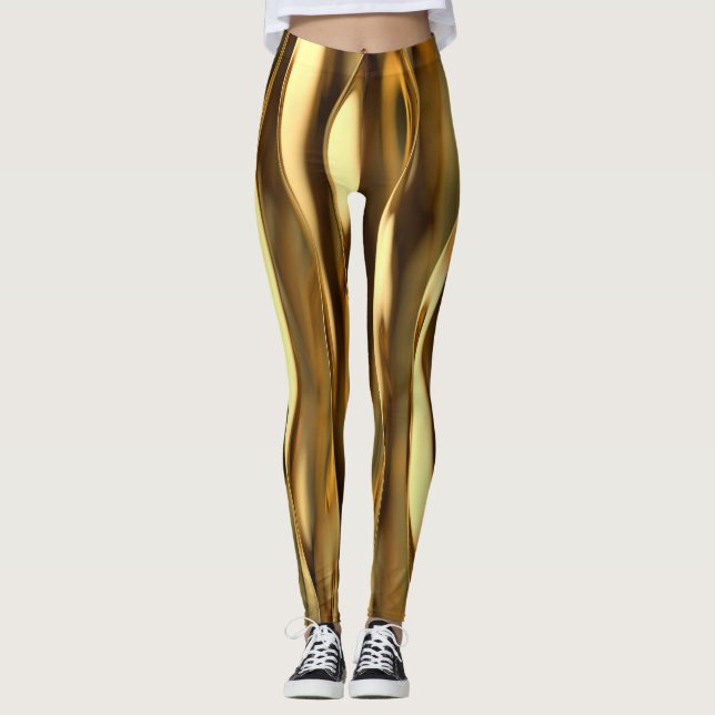 Golden Wave 3D Render. Leggings (Front)