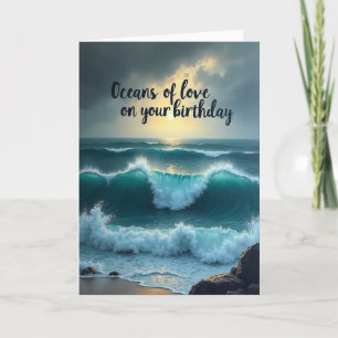 Golden Wave Birthday Card