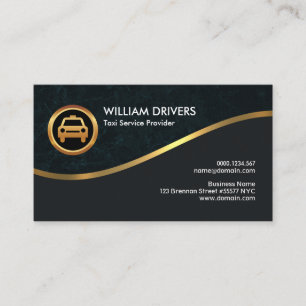 Golden Wave Curve Elegant Cyan Grunge Taxi Business Card