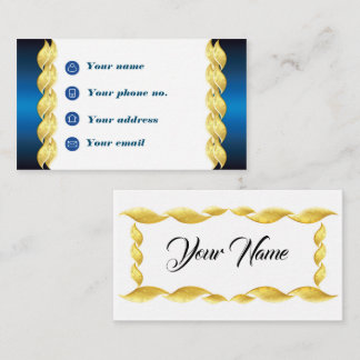 Golden Wave on Metallic Blue Design Business Card