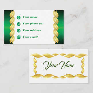 Golden Wave on Metallic Green Design Business Card