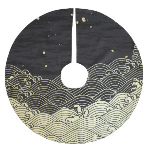 Golden wave, paper-like texture. brushed polyester tree skirt