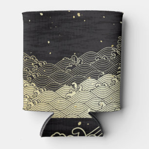 Golden wave, paper-like texture. can cooler