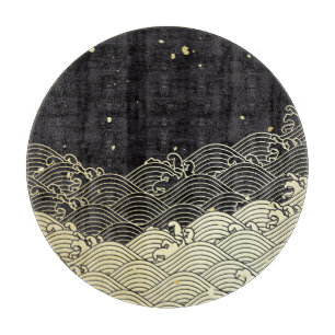 Golden wave, paper-like texture. cutting board