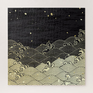 Golden wave, paper-like texture. jigsaw puzzle