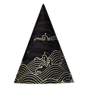 Golden wave, paper-like texture. party hat