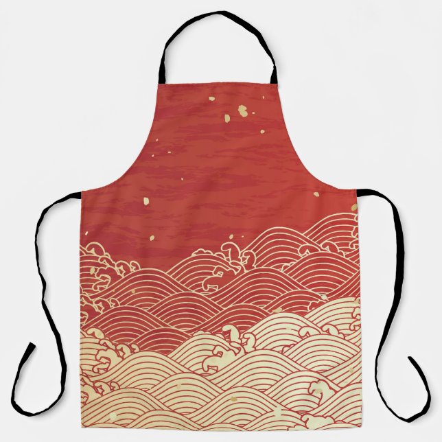 Golden Wave Paper Texture Pattern Apron (Front)