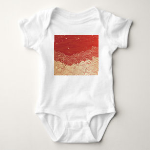 Golden Wave Paper Texture Pattern Baby Bodysuit