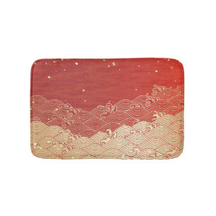 Golden Wave Paper Texture Pattern Bath Mat