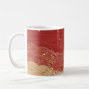 Golden Wave Paper Texture Pattern Coffee Mug