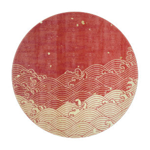 Golden Wave Paper Texture Pattern Cutting Board