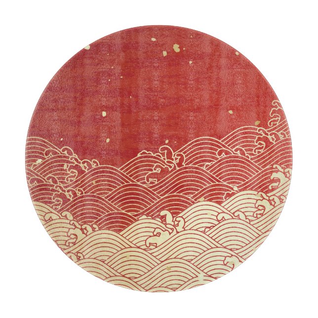 Golden Wave Paper Texture Pattern Cutting Board (Front)