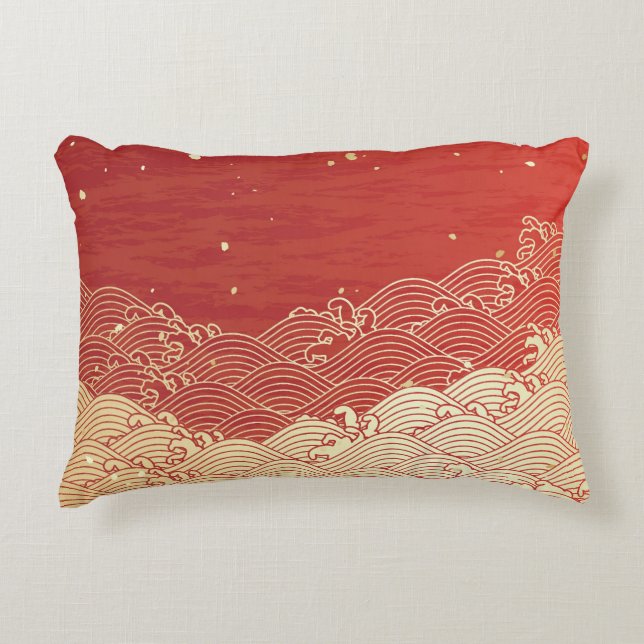 Golden Wave Paper Texture Pattern Decorative Cushion (Front)