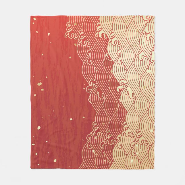 Golden Wave Paper Texture Pattern Fleece Blanket (Front)