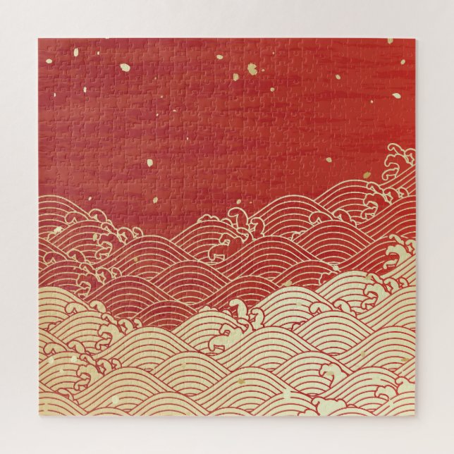 Golden Wave Paper Texture Pattern Jigsaw Puzzle (Vertical)