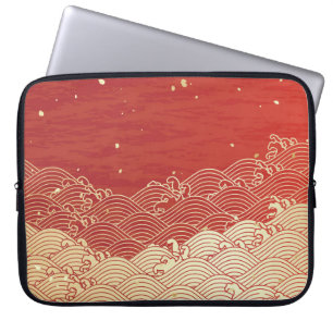 Golden Wave Paper Texture Pattern Laptop Sleeve