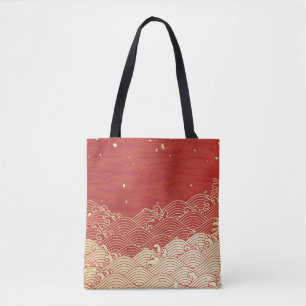Golden Wave Paper Texture Pattern Tote Bag