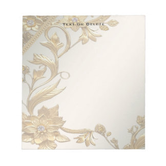 Golden Wavy Leaves Floral Notepad