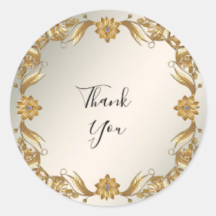 Golden Wavy Leaves Floral Sticker