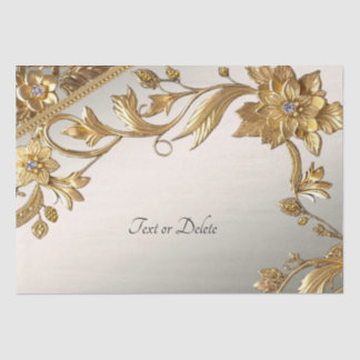 Golden Wavy Leaves Floral Tissue Paper