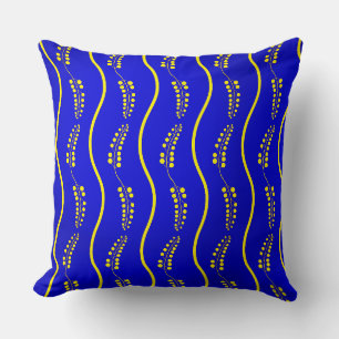 Golden wavy lines with berries throw pillow