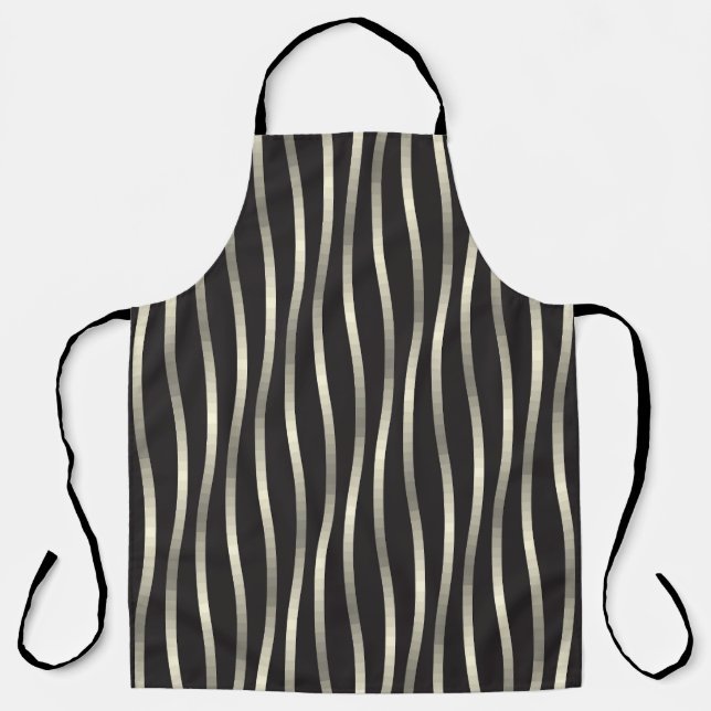Golden wavy stripes, luxury texture apron (Front)