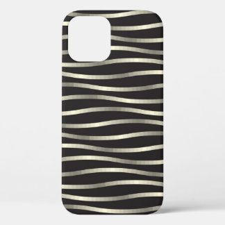 Golden wavy stripes, luxury texture iPhone 12 case