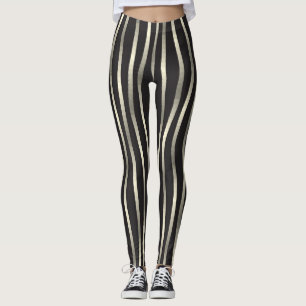 Golden wavy stripes, luxury texture leggings