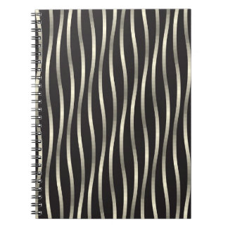 Golden wavy stripes, luxury texture notebook