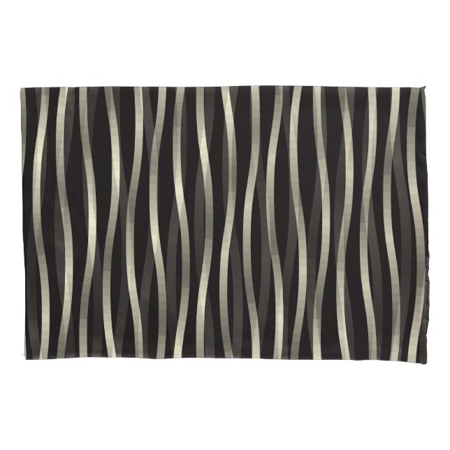 Golden wavy stripes, luxury texture pillowcase (Front)