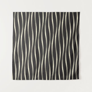 Golden wavy stripes, luxury texture tapestry