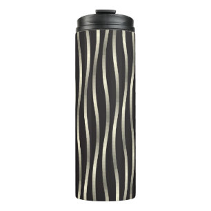 Golden wavy stripes, luxury texture thermal tumbler